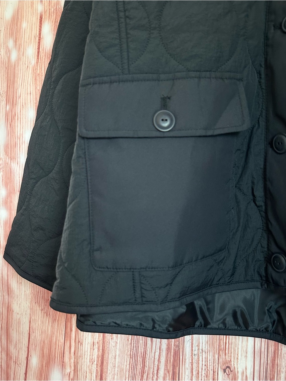 Old Navy Black Sherpa Collar Quilted Nylon Jacket Size Large - Picture 7 of 13